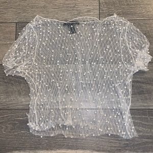 White shirt with pearls